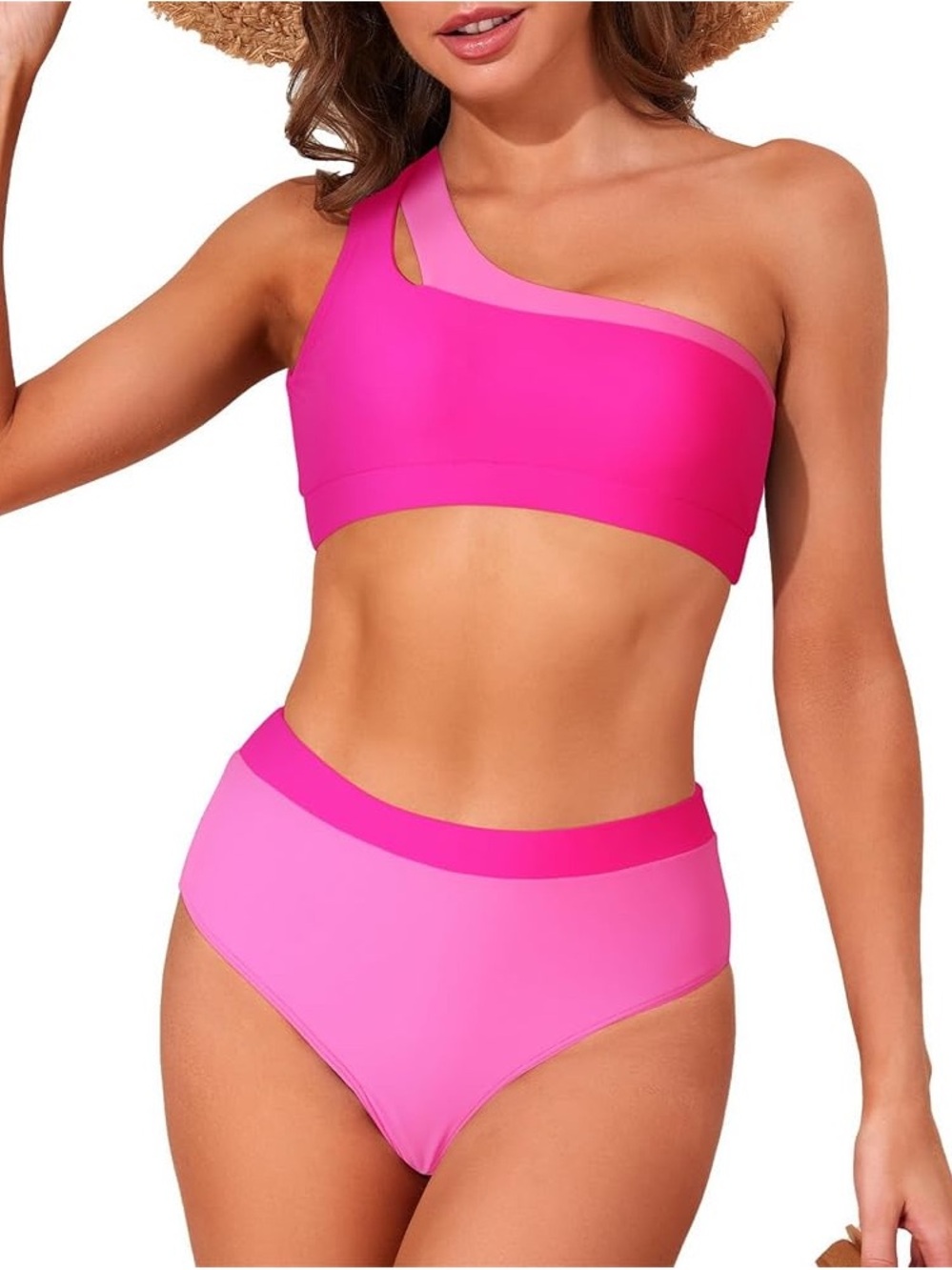 Set Pink One-Shoulder High-Waist Swim 💕 - Picture 6 of 14